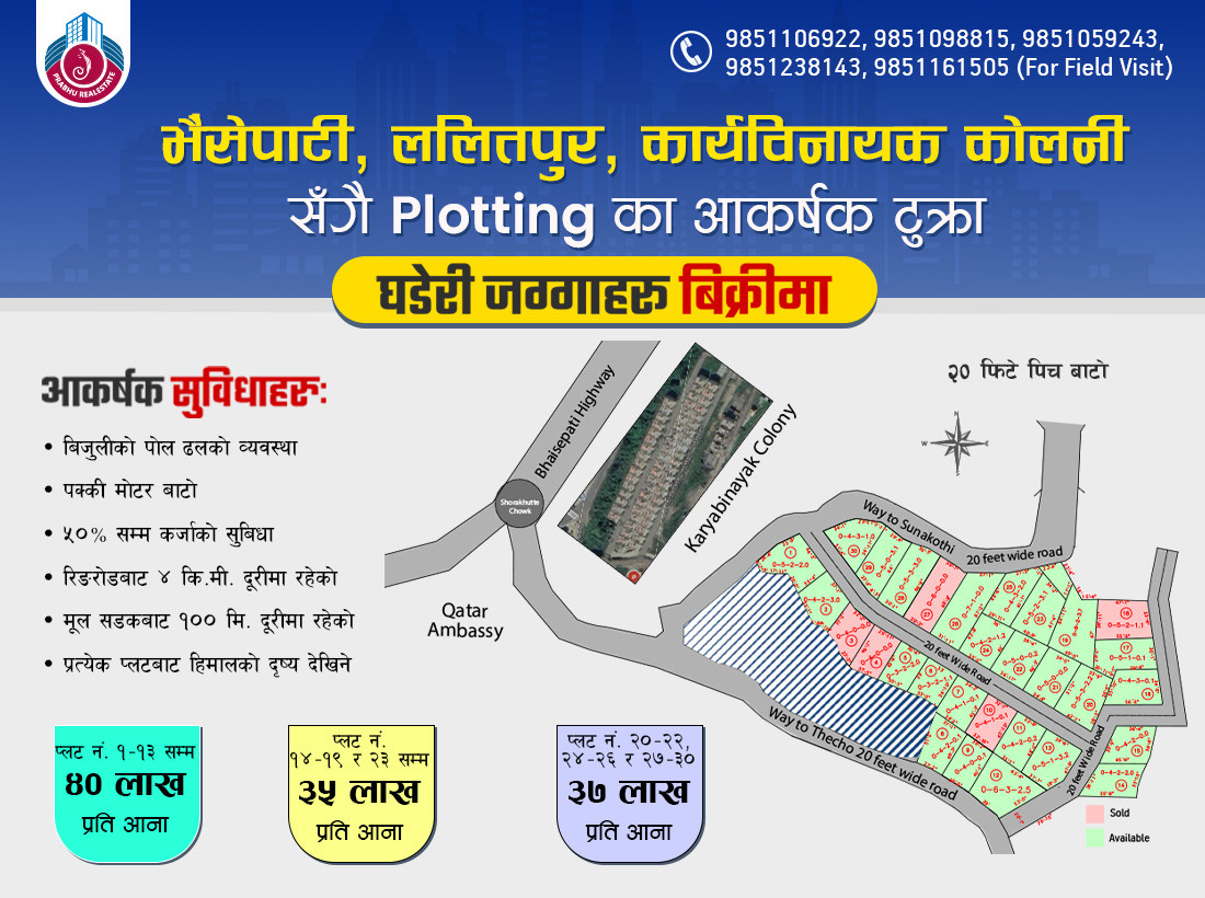 Plotted land for sale at Bhaisapati near Karyabinayak Colony